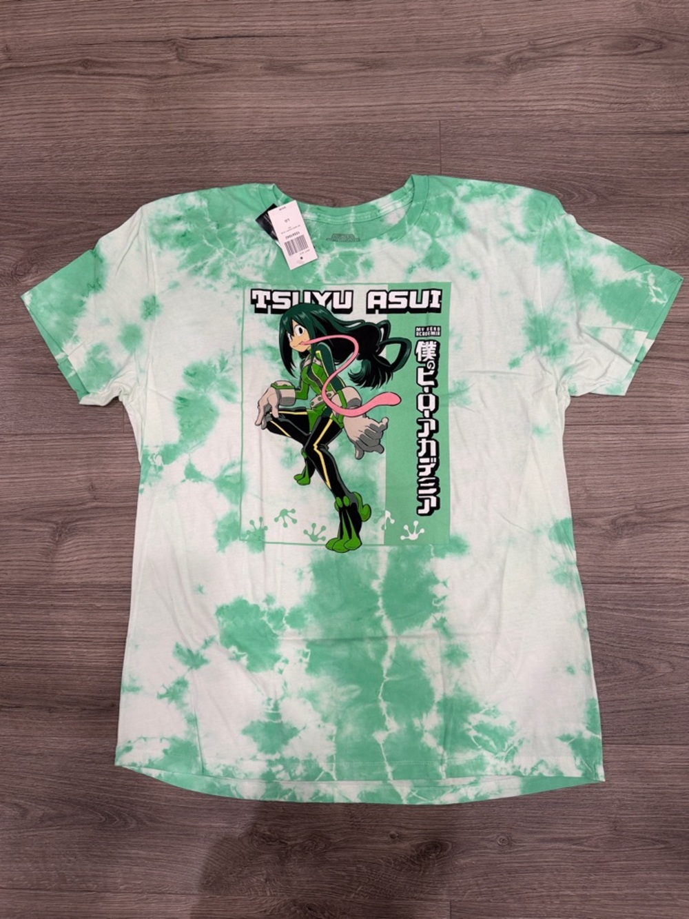 My Hero Academia Tsuyu Asui Froppy Tye Dye Boyfriend Tee Women’s Size Large